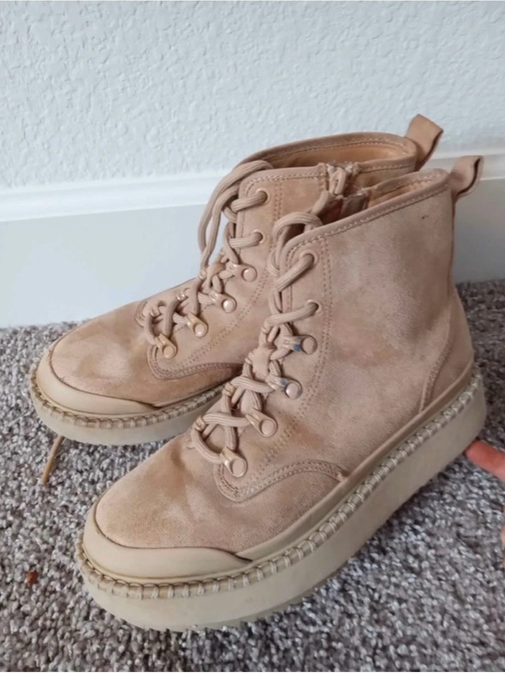 Suede Lace-Up Platform Boots